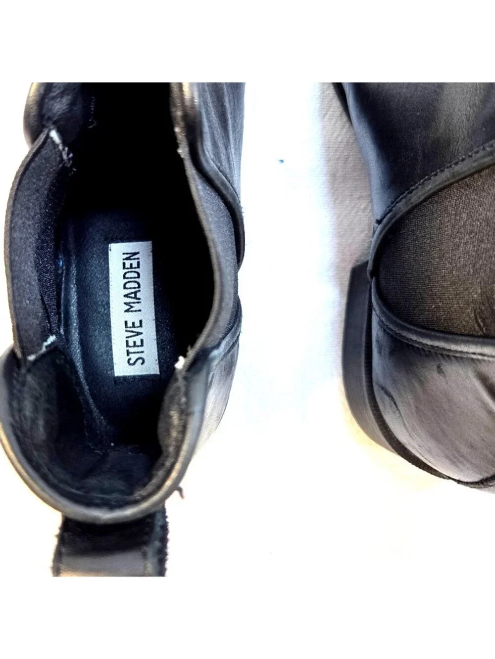 Steve Madden Black Chelsea Boots Leather Upper Size 8M Women’s